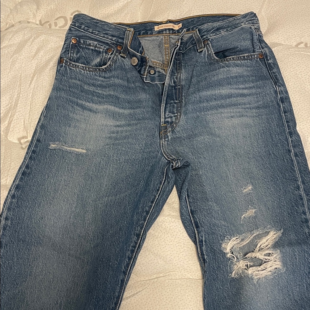 Levi's Blue Distressed Boyfriend Jeans